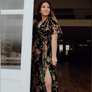 Baltic Born Floral Uma Velvet Maxi Dress with Flutter Sleeves sold out color